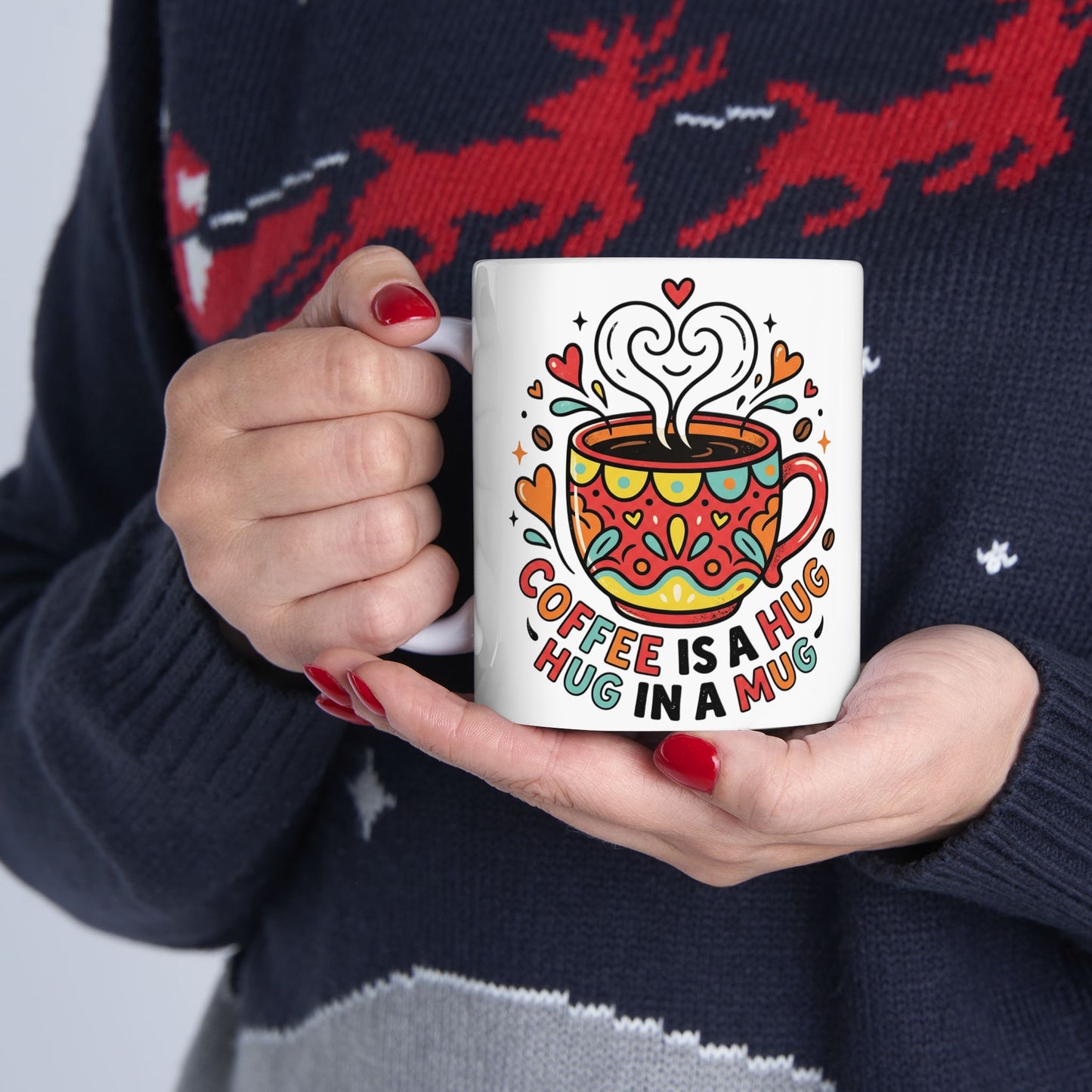 Coffee Hug Mug – Colorful Heartwarming Ceramic Coffee Cup (11oz & 15oz)