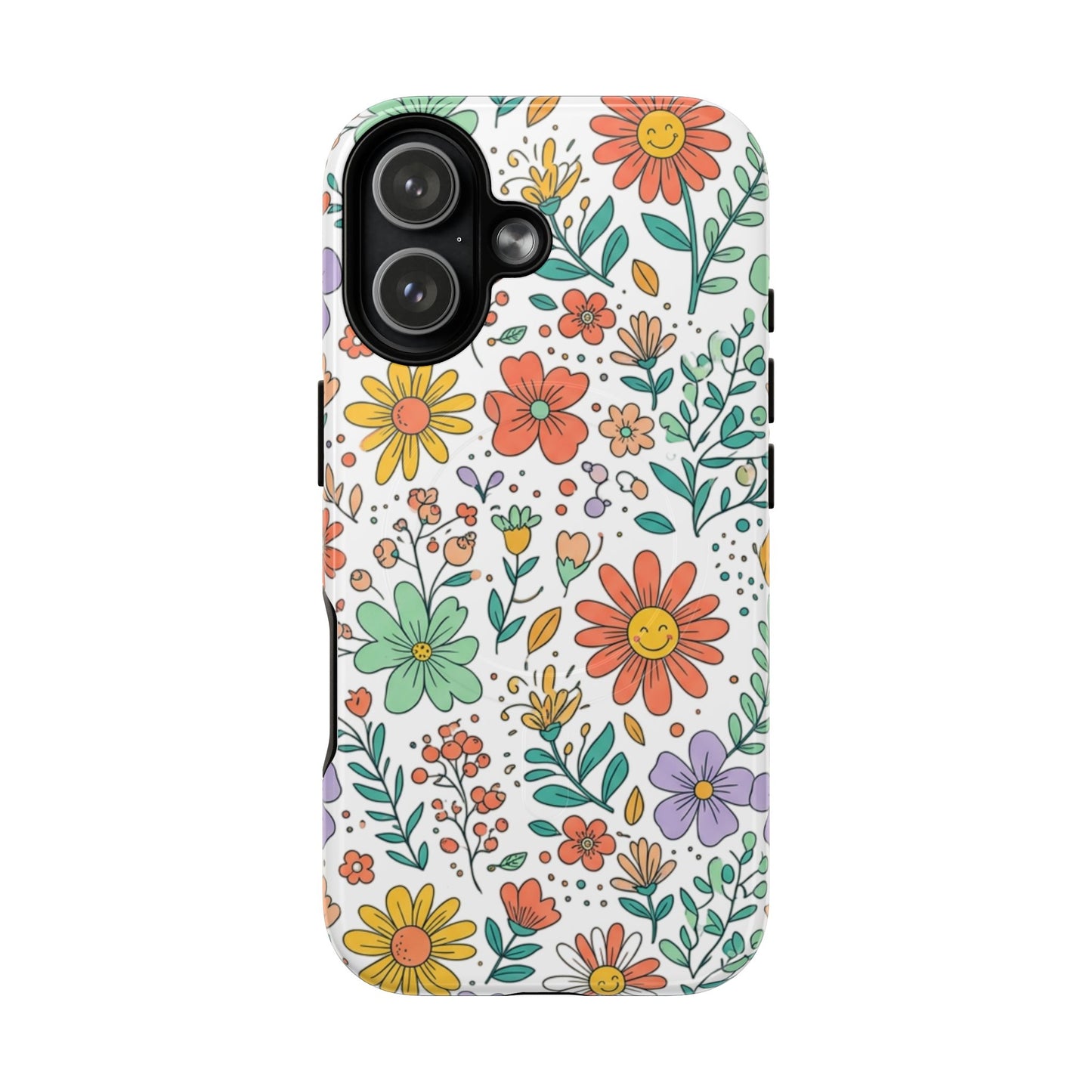 Floral Doodle Tough Magnetic Phone Case – Colorful Wildflower Protection
