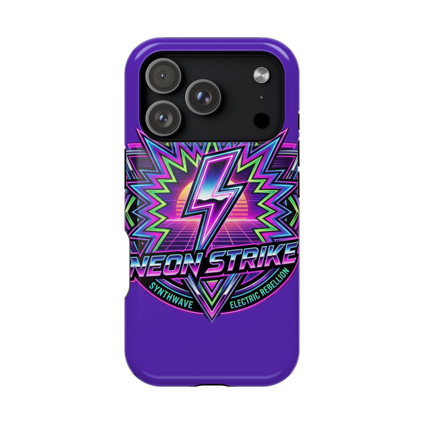 Neon Strike Phone Case — Retro 80s Lightning Magnetic Impact-Resistant Cover