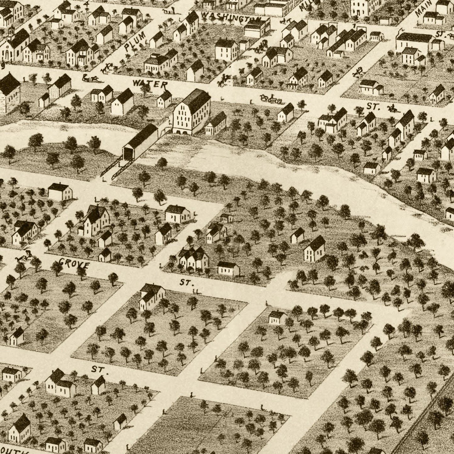 Vintage Map of Pontiac, Illinois 1869