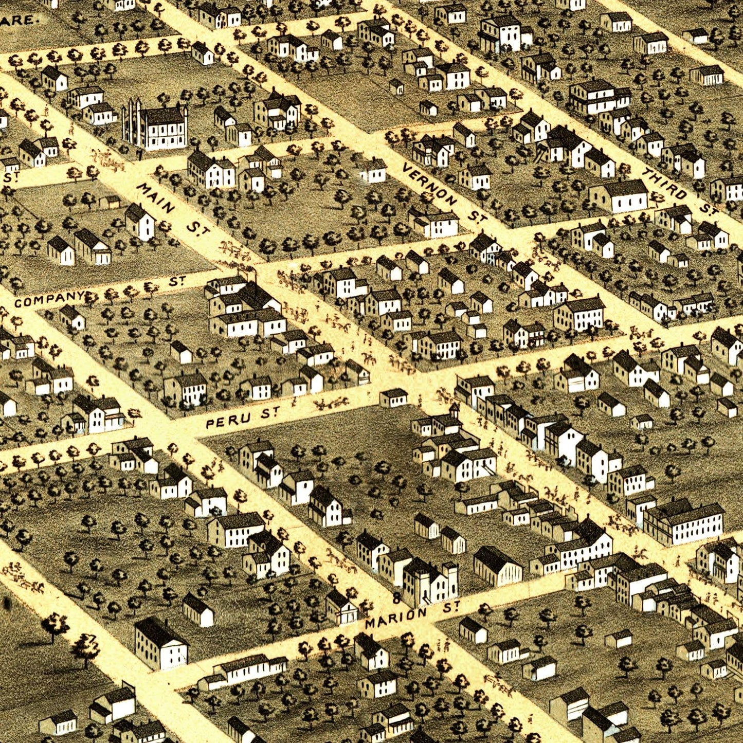 Vintage Map of Princeton, Illinois 1870