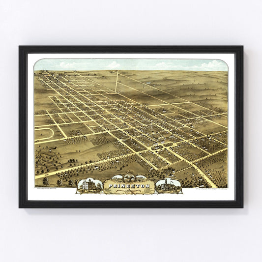 Vintage Map of Princeton, Illinois 1870