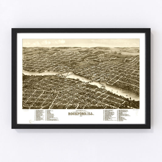 Vintage Map of Rockford, Illinois 1880