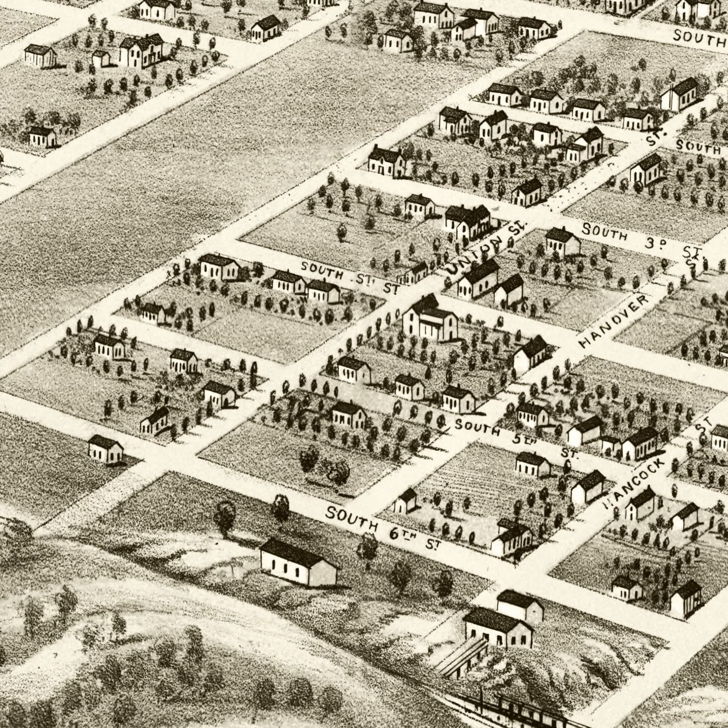 Vintage Map of Shelbyville, Illinois 1869
