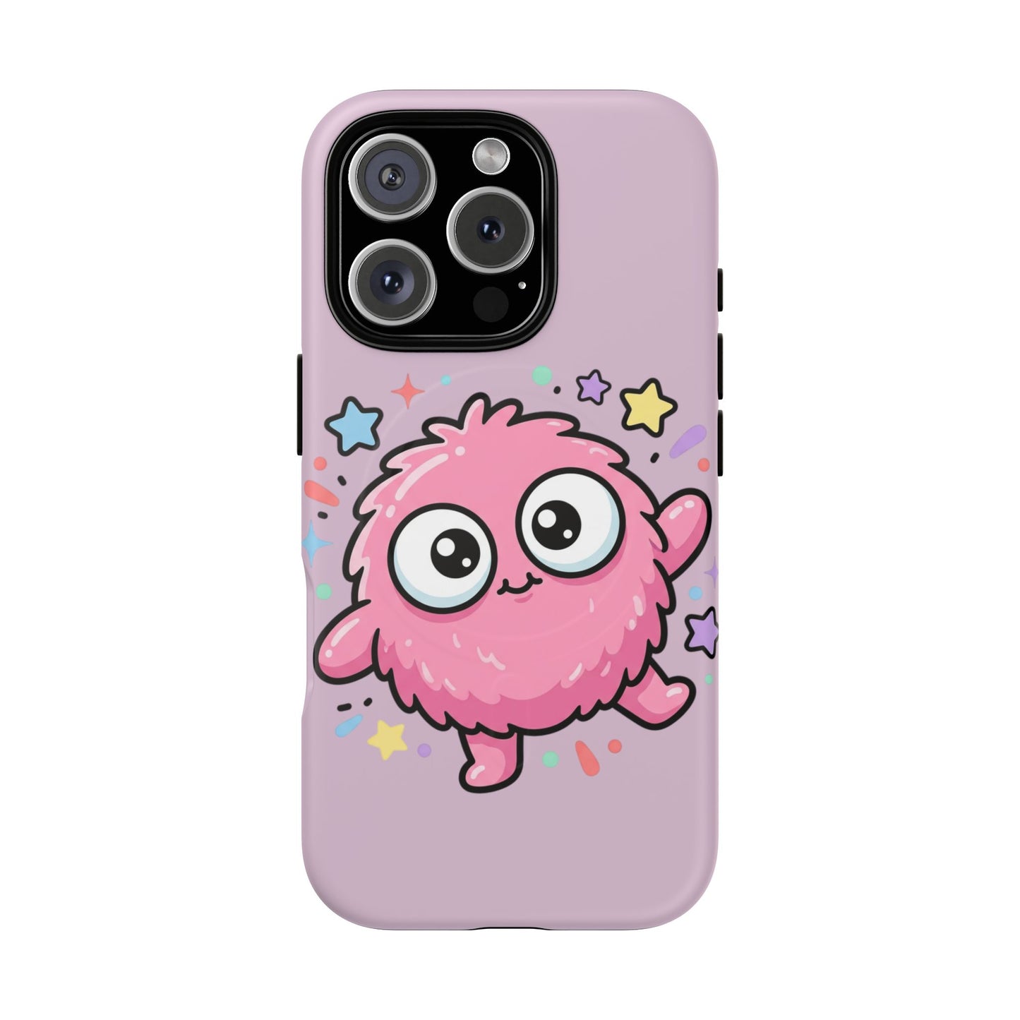 Cute Pink Fuzzy Monster Tough Magnetic Phone Case — Cute Kawaii Protective iPhone Cover