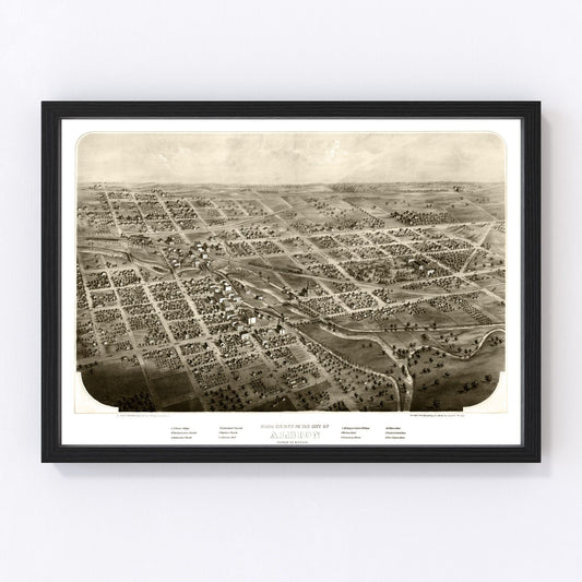 Vintage Map of Albion, Michigan 1868