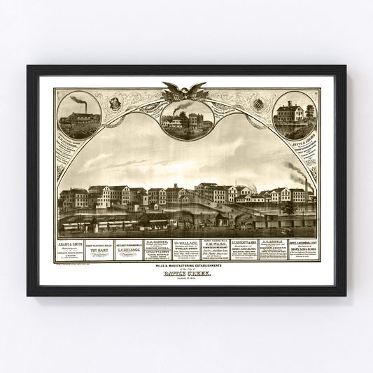 Vintage Map of Battle Creek, Michigan 1869