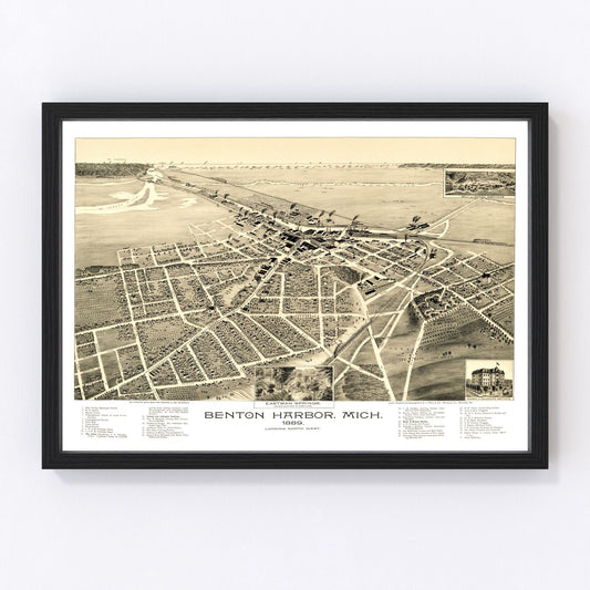 Vintage Map of Benton Harbor, Michigan 1889