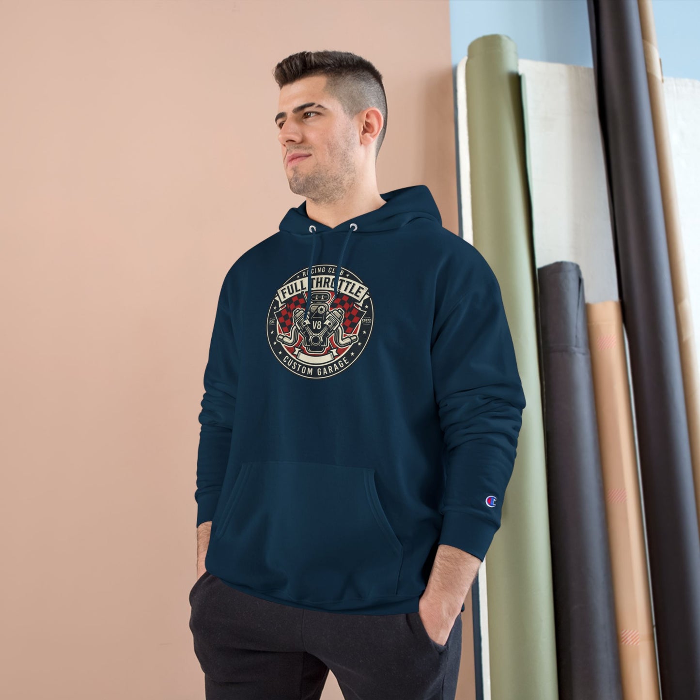Full Throttle Champion Hoodie — Vintage Racing Graphic