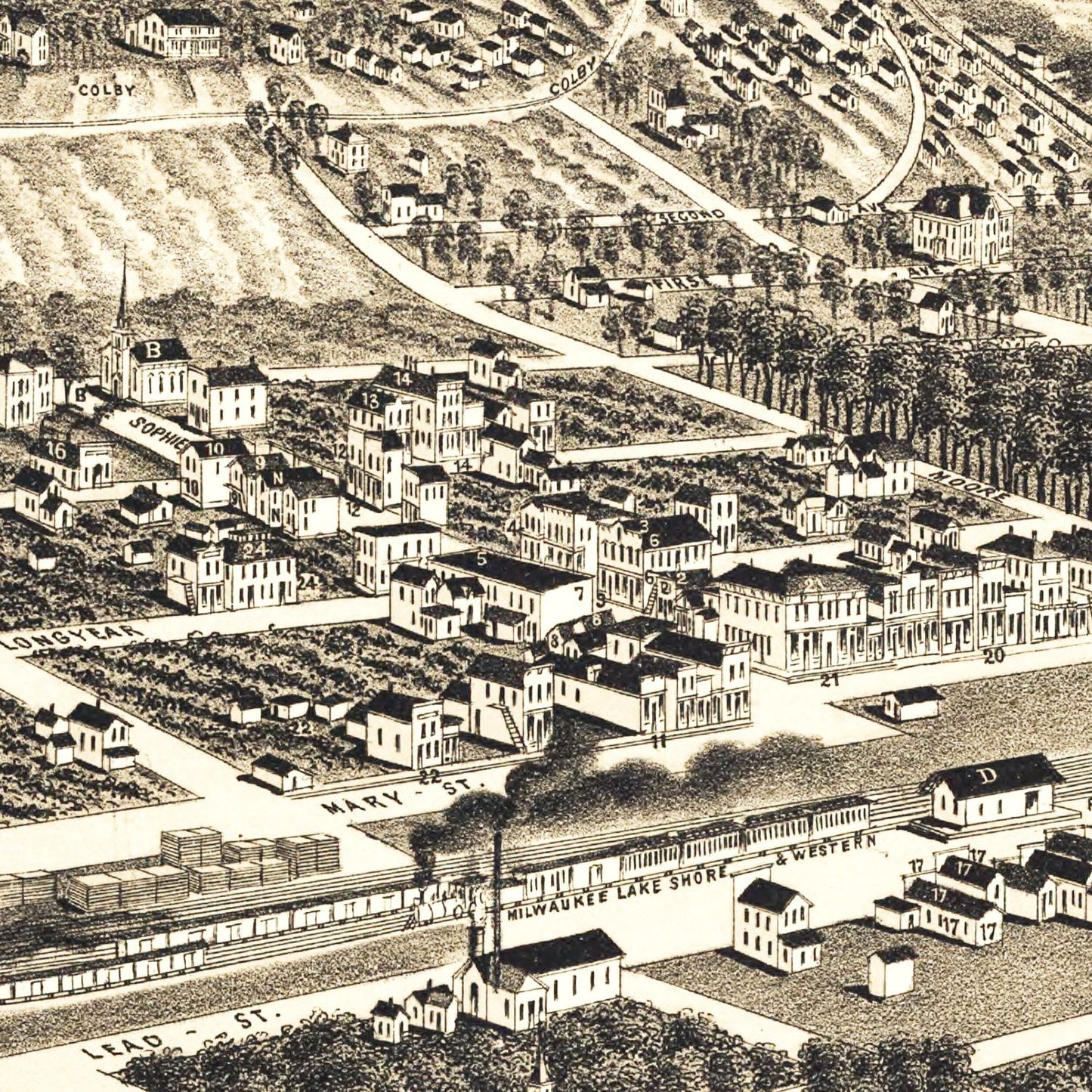Vintage Map of Bessemer, Michigan 1886