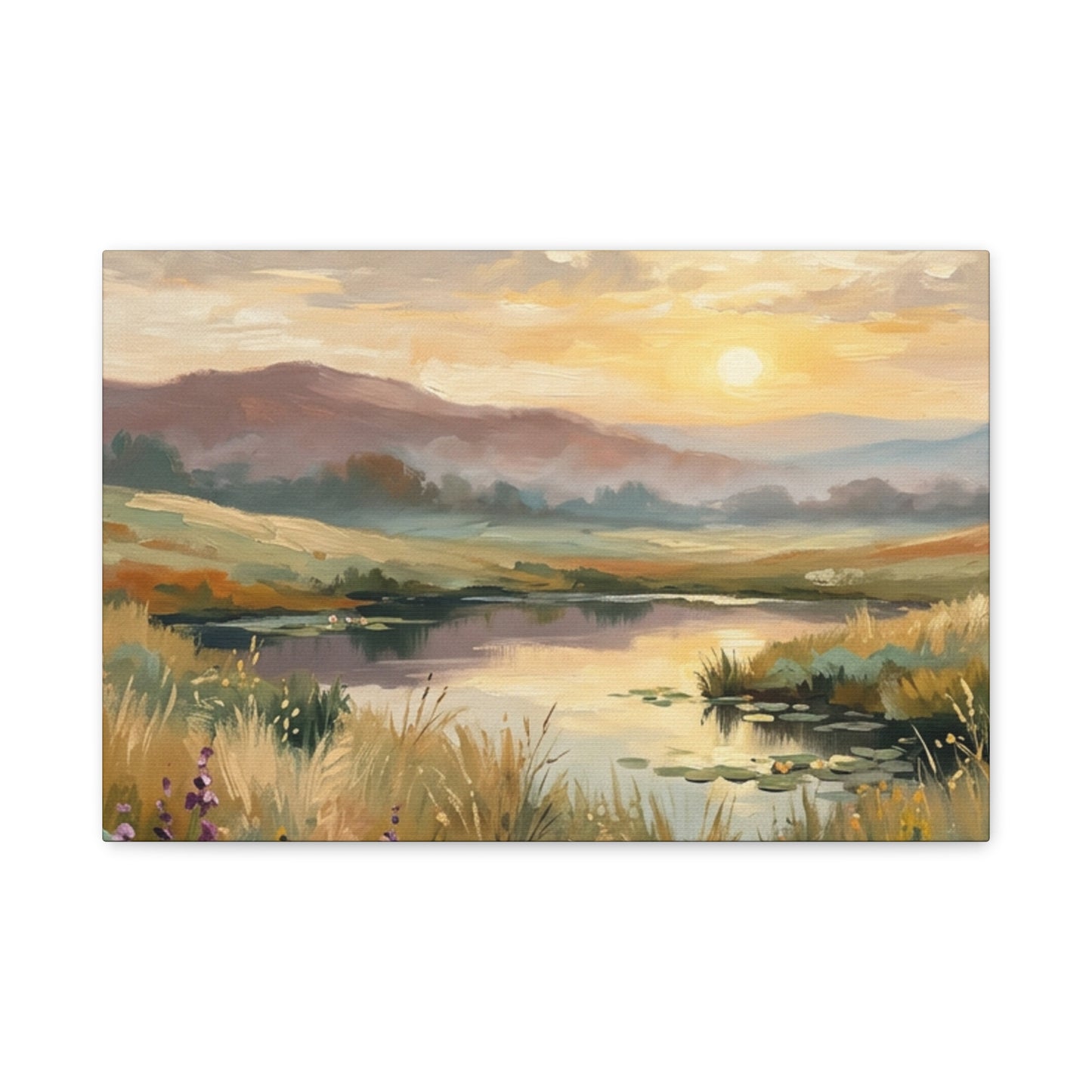 Sunset Meadow Canvas Wall Art — Stretched Matte Landscape Print