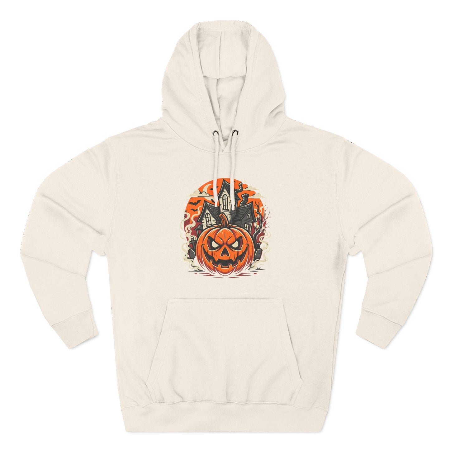 Halloween Pumpkin Hoodie — Jack-O'-Lantern Haunted House Fleece Hoodie