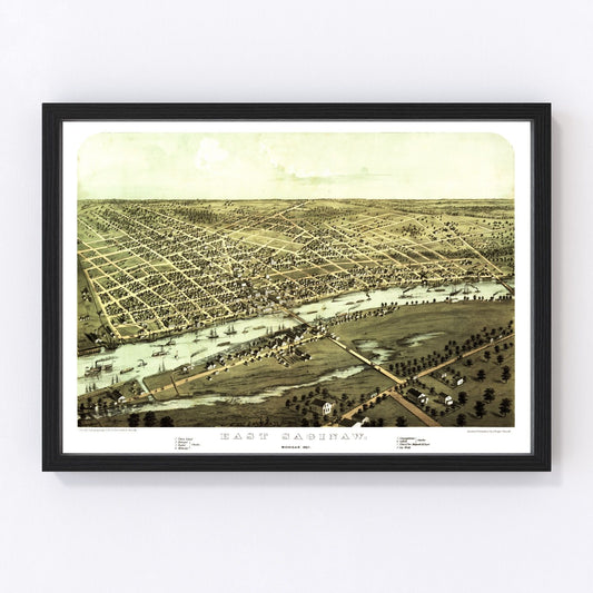 Vintage Map of Saginaw, Michigan 1867