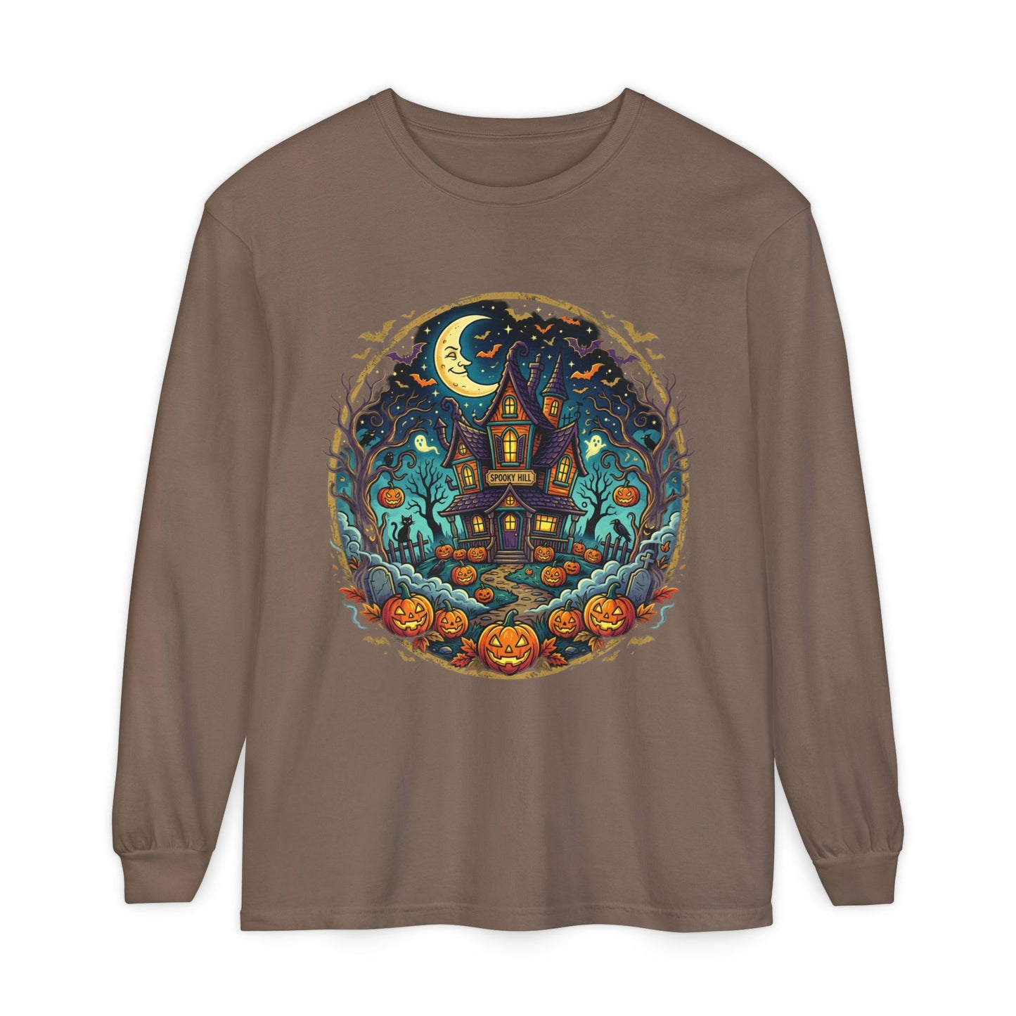 Haunted House Halloween Long Sleeve Tee