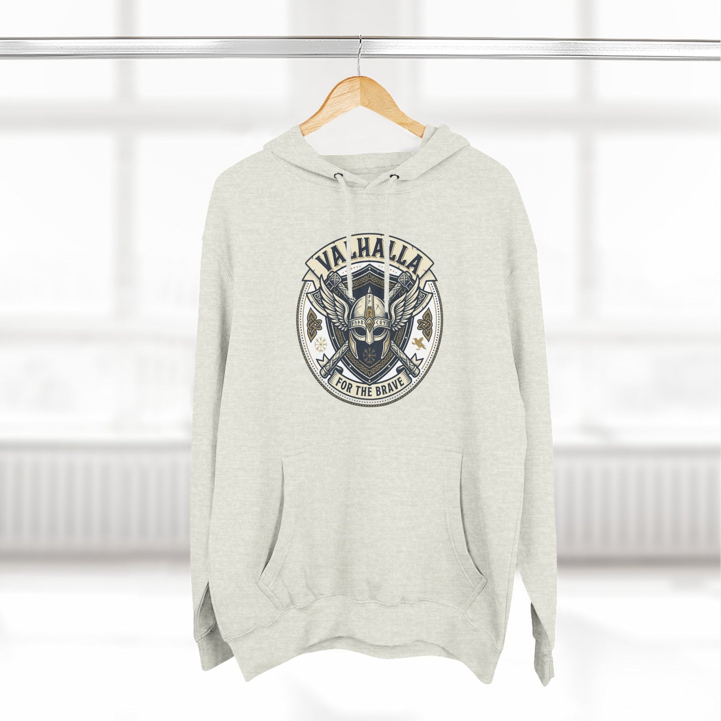 Viking Valhalla Skull Hoodie – "For the Brave" Graphic Fleece Hoodie