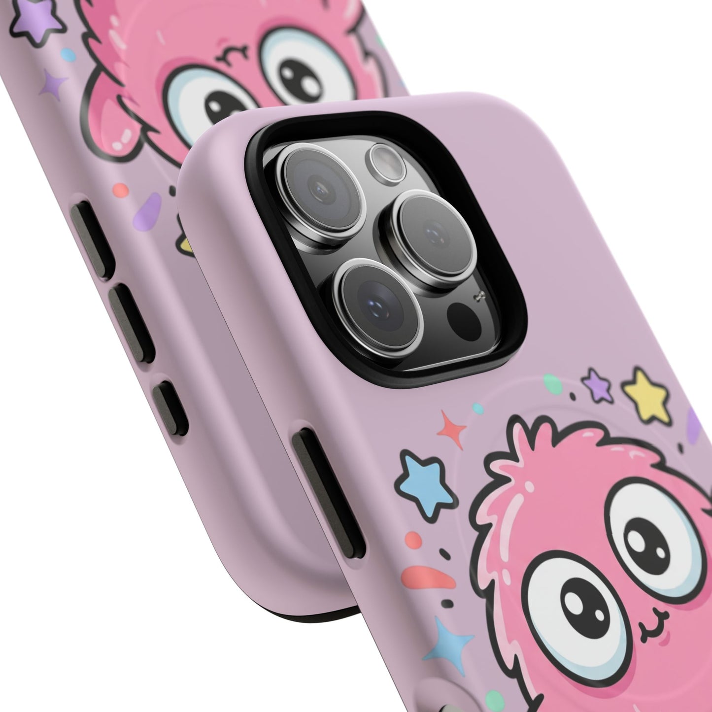 Cute Pink Fuzzy Monster Tough Magnetic Phone Case — Cute Kawaii Protective iPhone Cover
