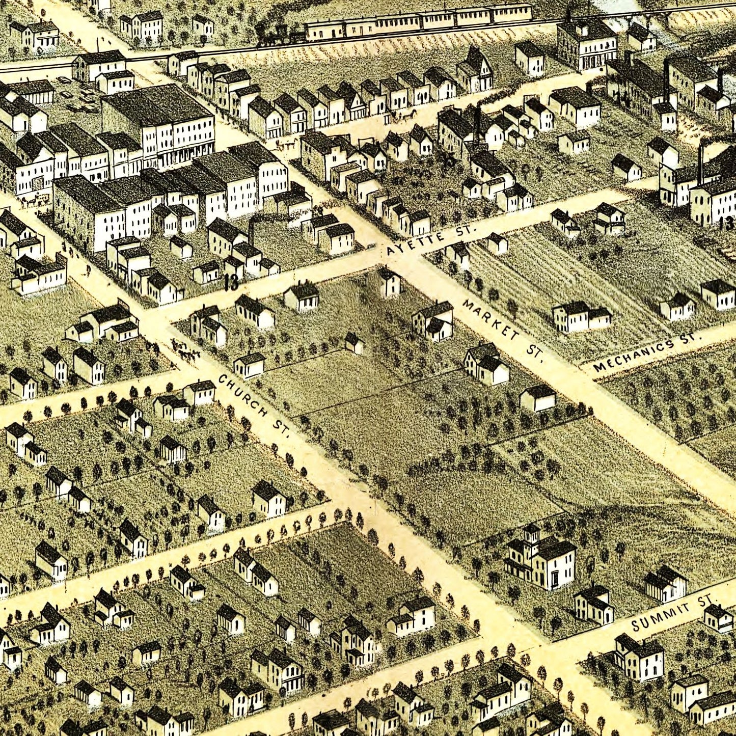 Vintage Map of Hudson, Michigan 1868