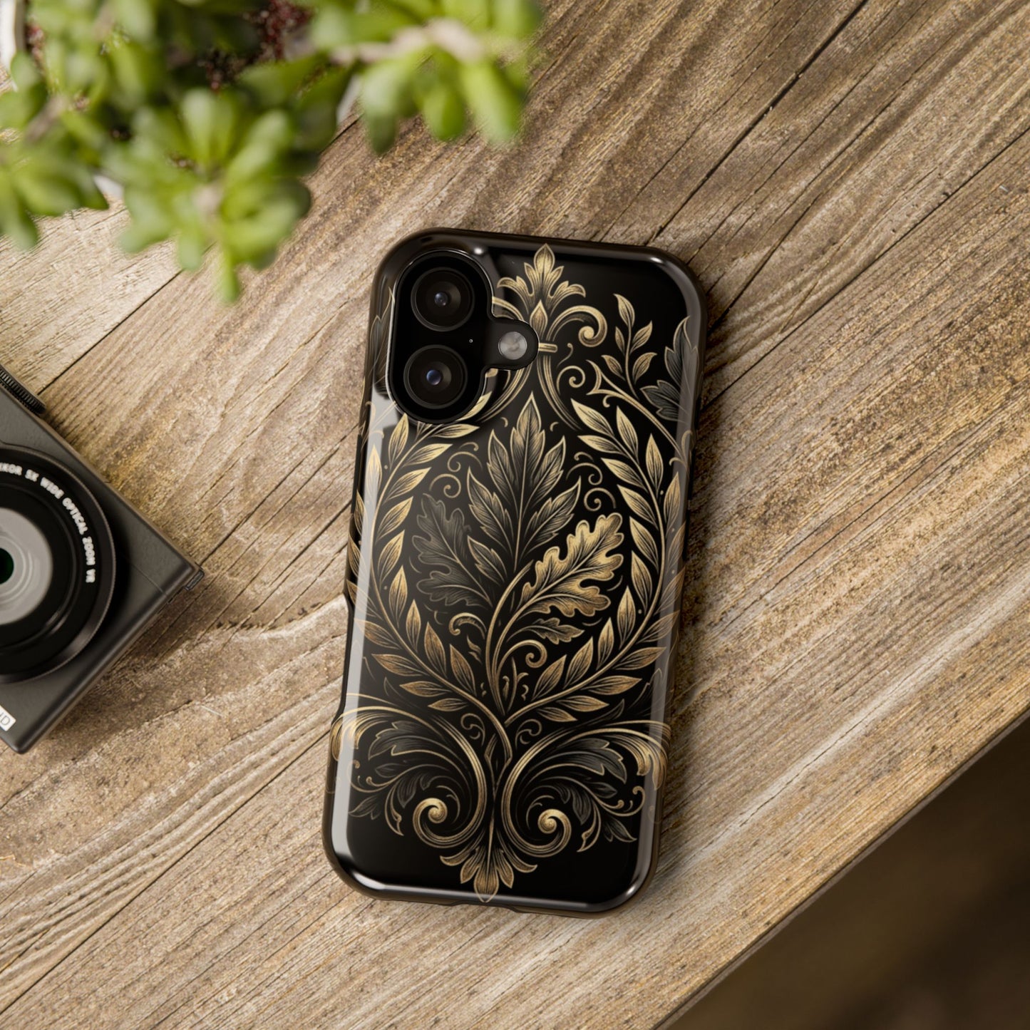 Baroque Gold Leaf Phone Case — Impact-Resistant Protective Cover