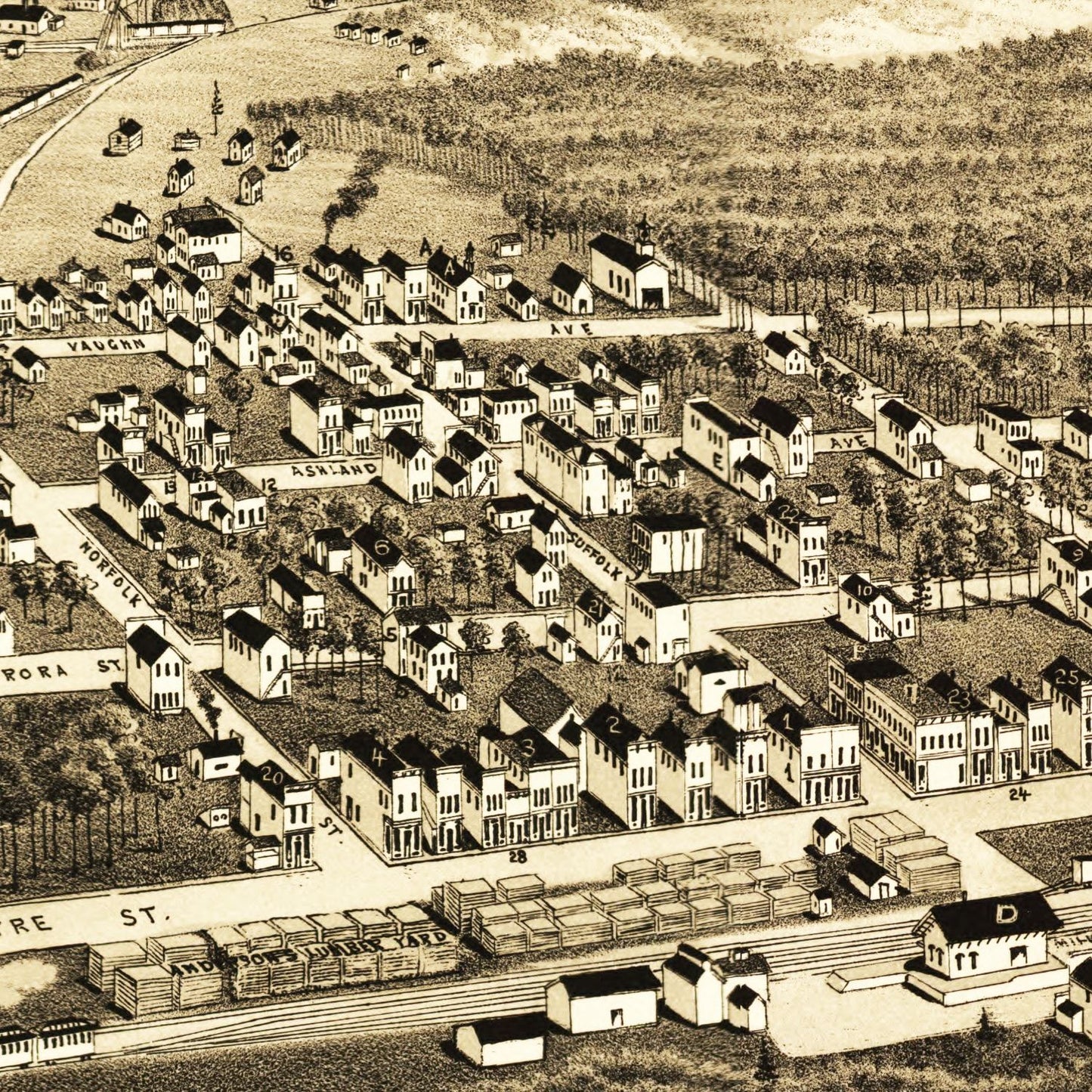 Vintage Map of Ironwood, Michigan 1886