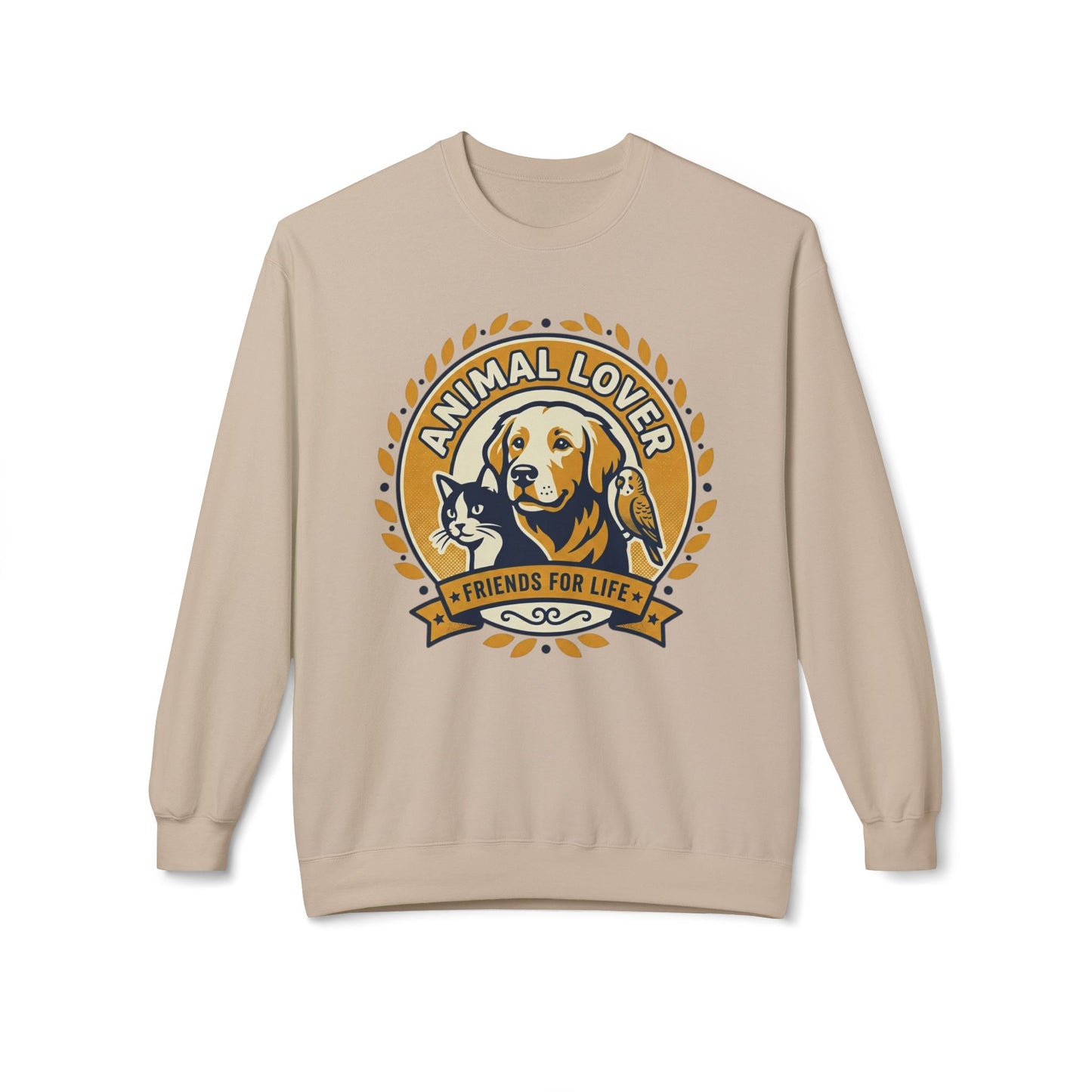 Animal Lover Crewneck Sweatshirt — "Animal Lover • Friends for Life" Graphic