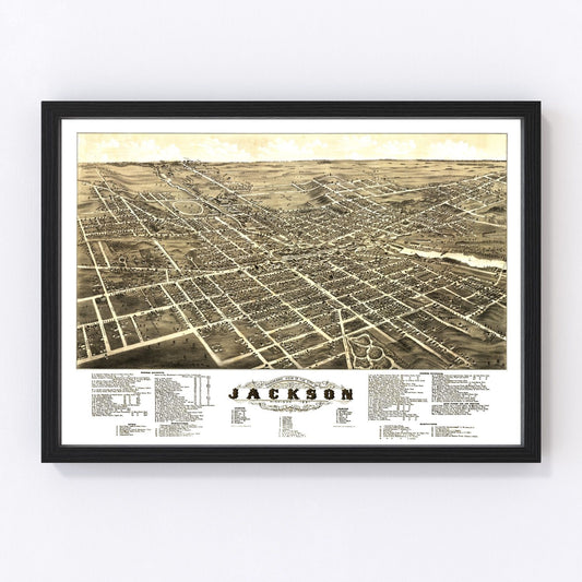 Vintage Map of Jackson, Michigan 1881