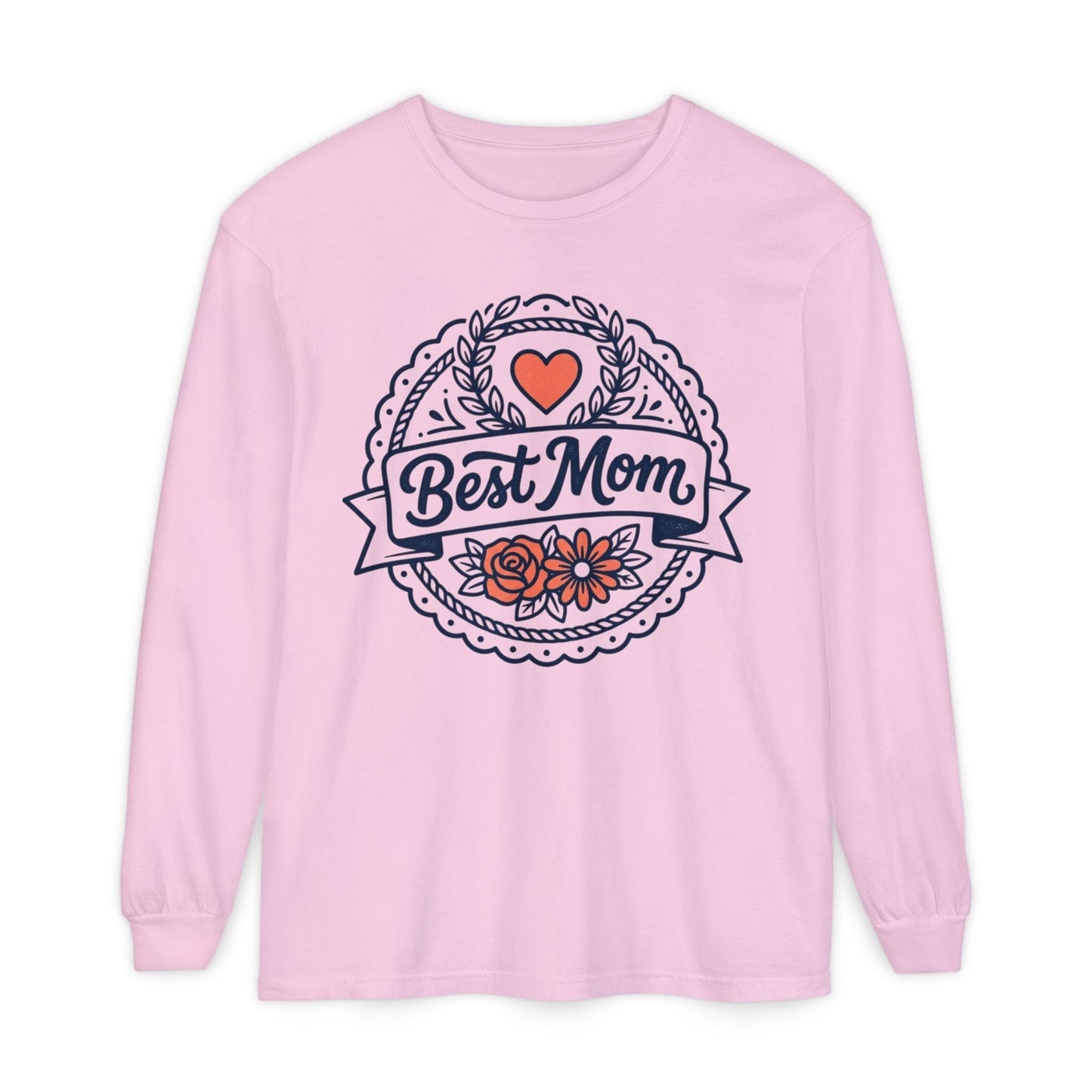 Best Mom Long Sleeve T-Shirt — Floral Heart Mother's Day Tee