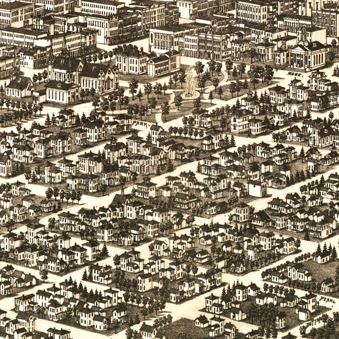 Vintage Map of Kalamazoo, Michigan 1883