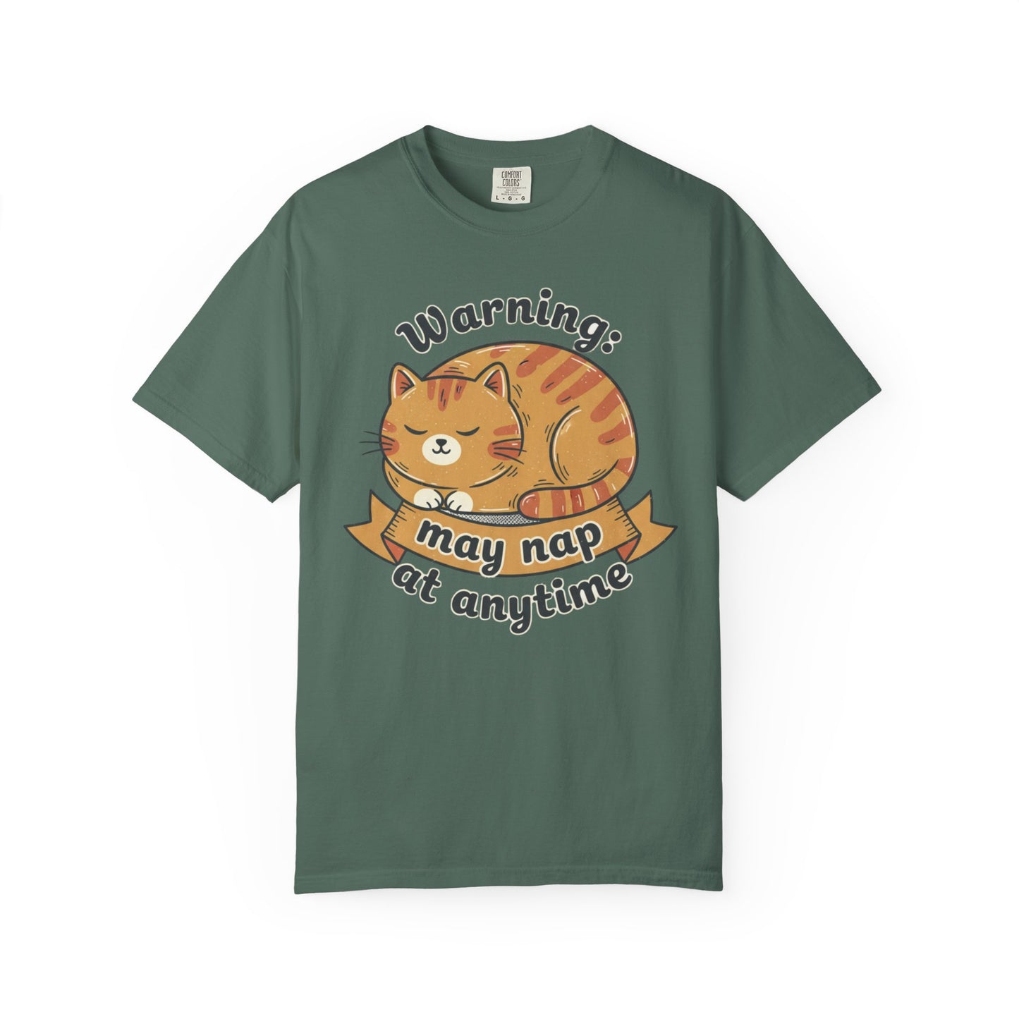 Warning may nap at anytime T-shirt | Sleeping Orange Cat