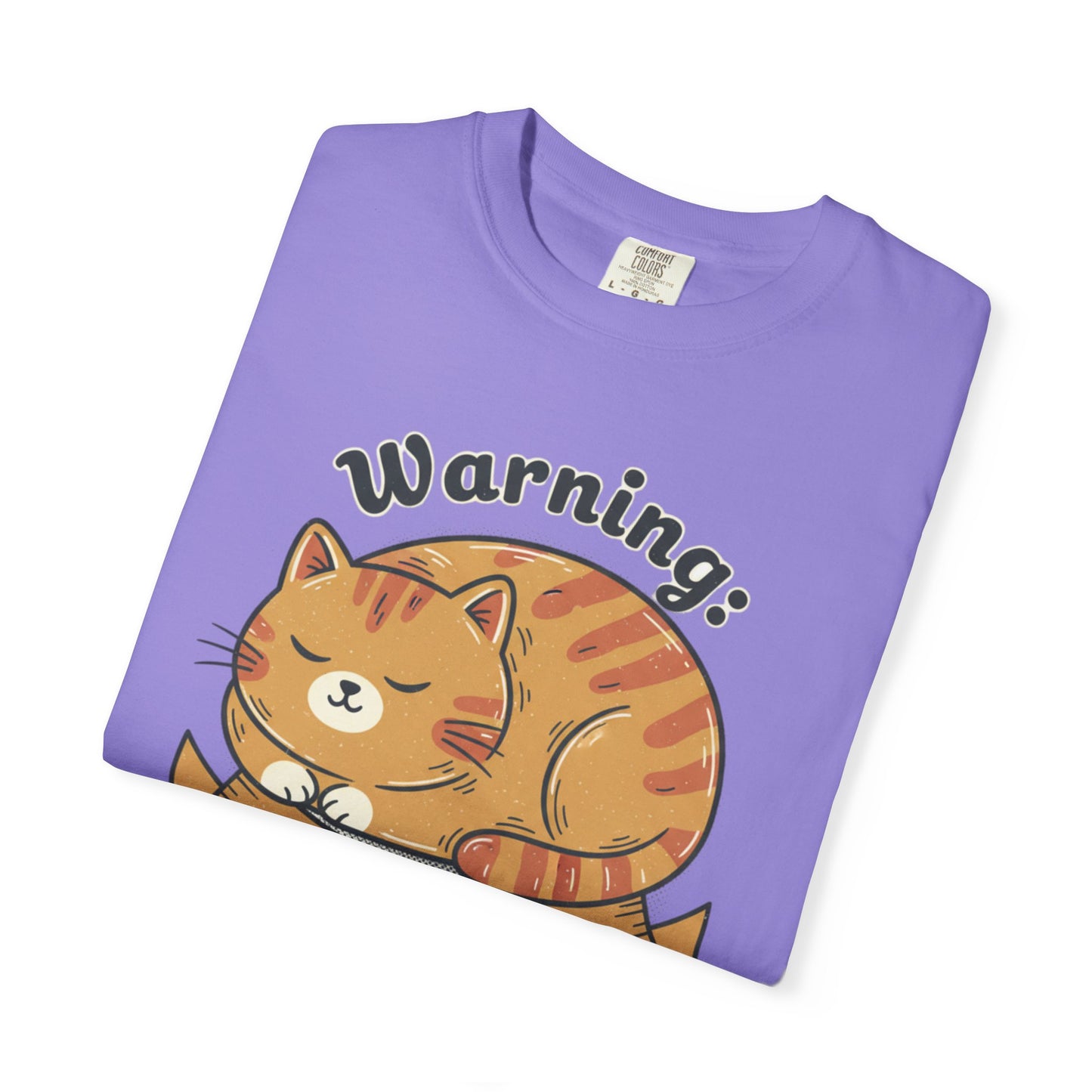 Warning may nap at anytime T-shirt | Sleeping Orange Cat