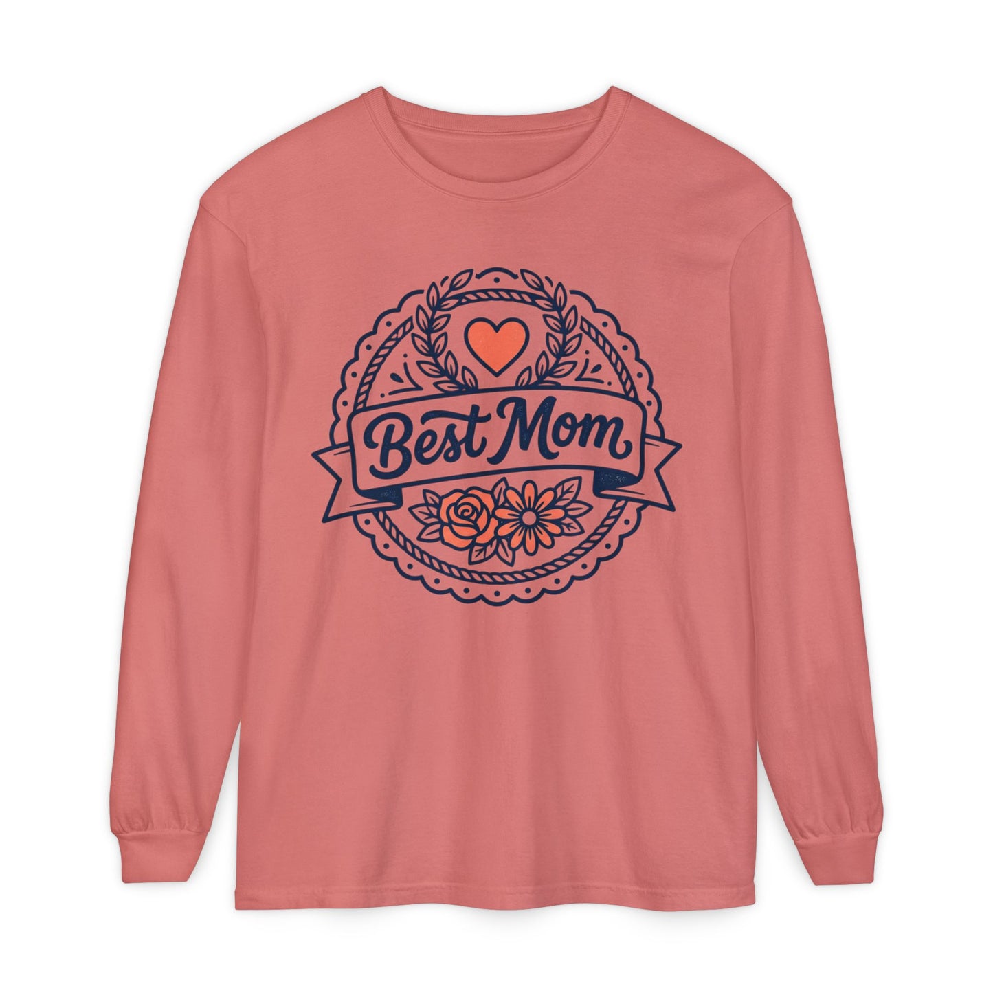 Best Mom Long Sleeve T-Shirt — Floral Heart Mother's Day Tee