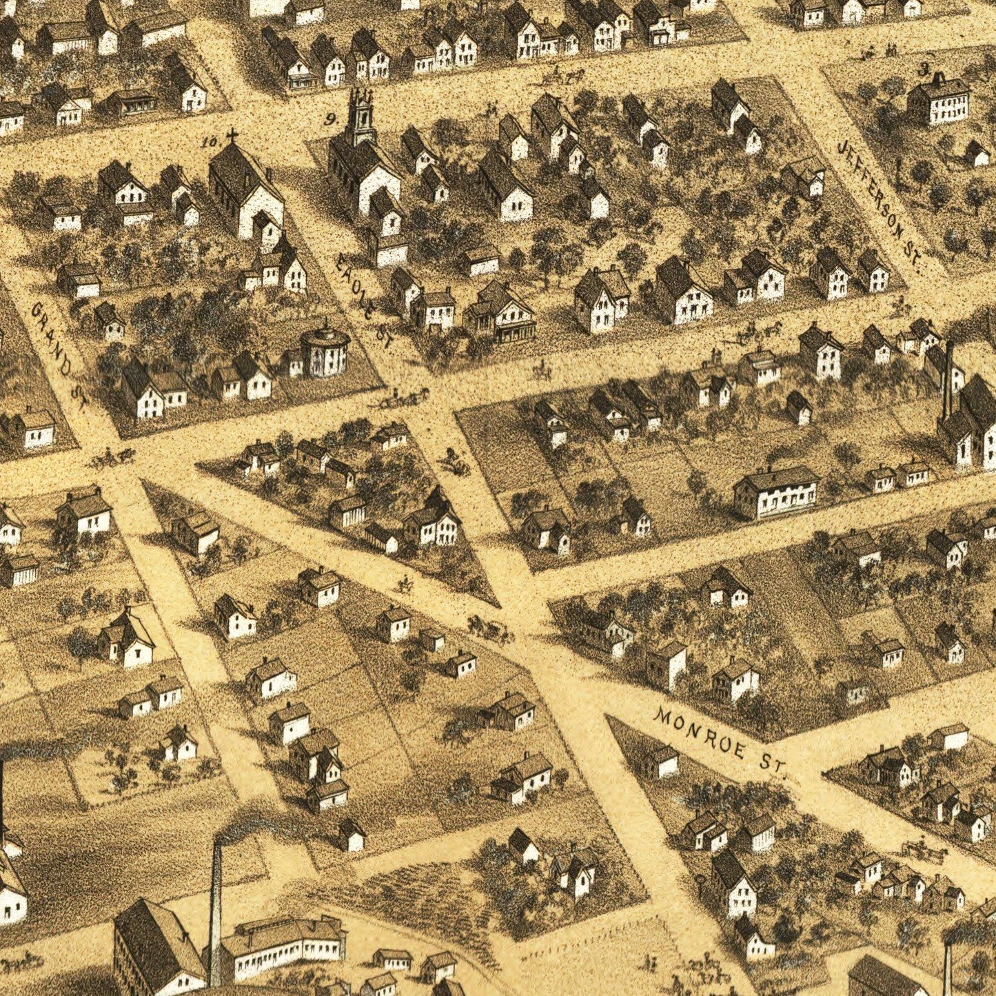 Vintage Map of Marshall, Michigan 1868