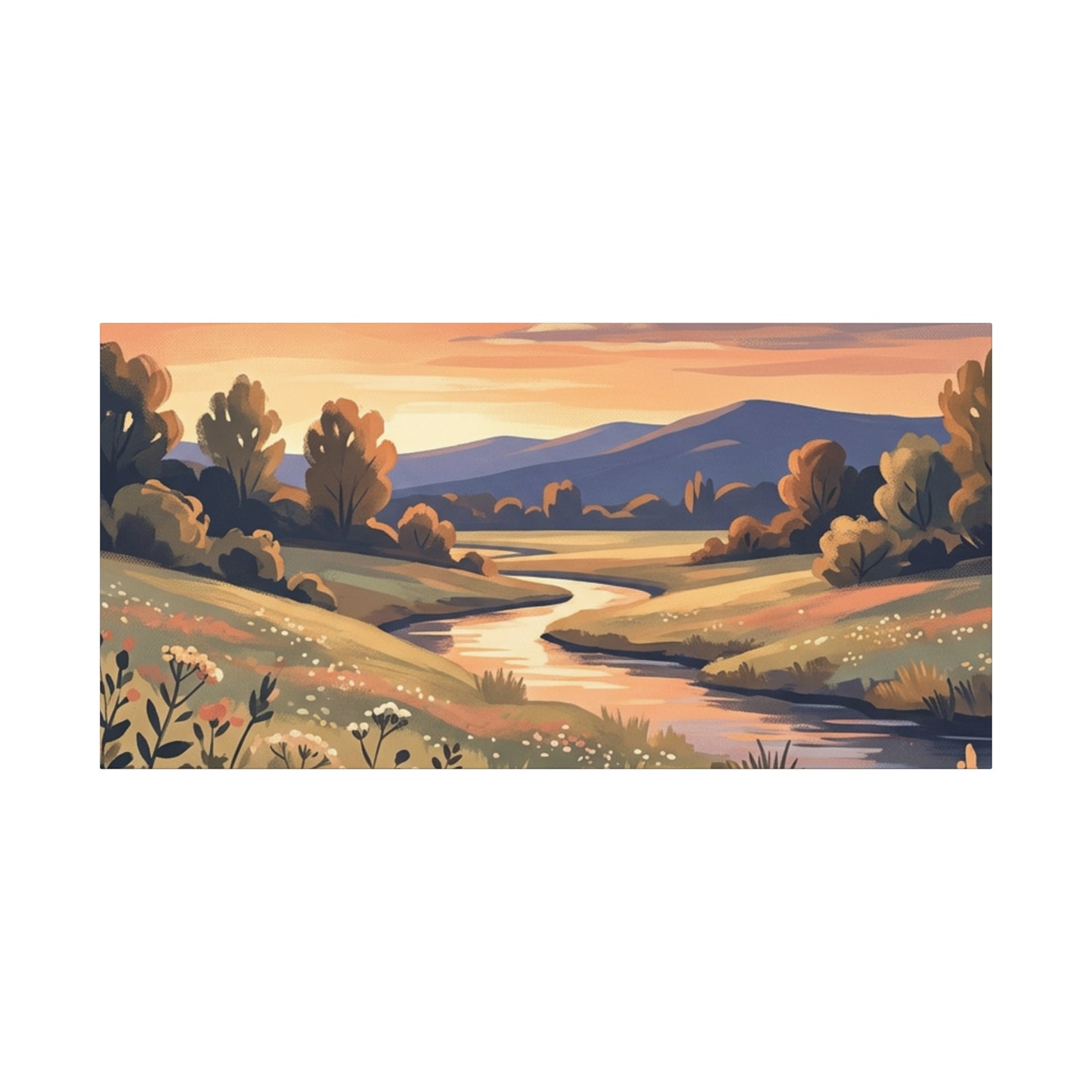 Sunset Meadow Canvas Wall Art
