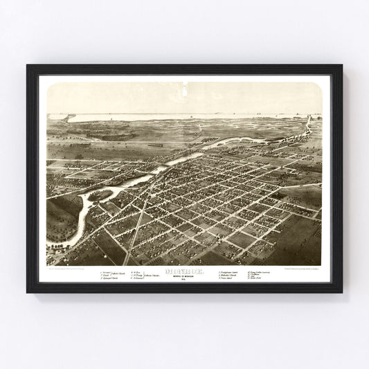 Vintage Map of Monroe, Michigan 1866