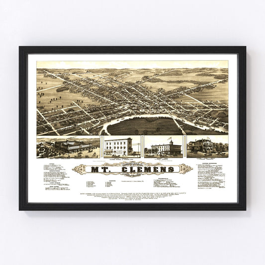 Vintage Map of Mt. Clemens, Michigan 1881