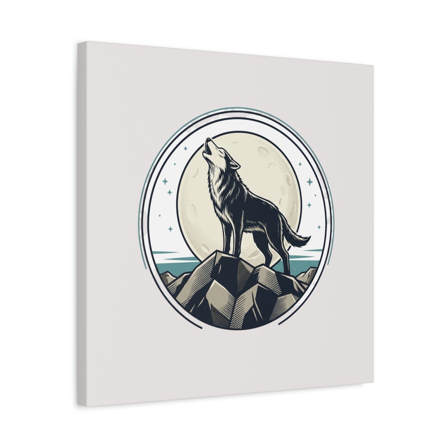 Howling Wolf Canvas Wall Art — Moonlit Wilderness Matte Stretched Print