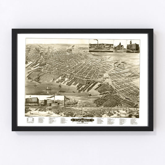 Vintage Map of Muskegon, Michigan 1889