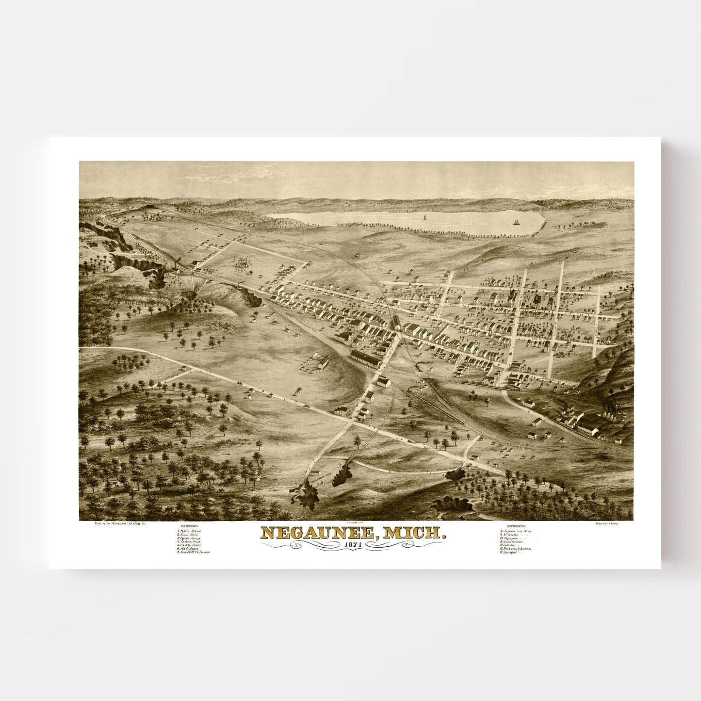 Vintage Map of Negaunee, Michigan 1871