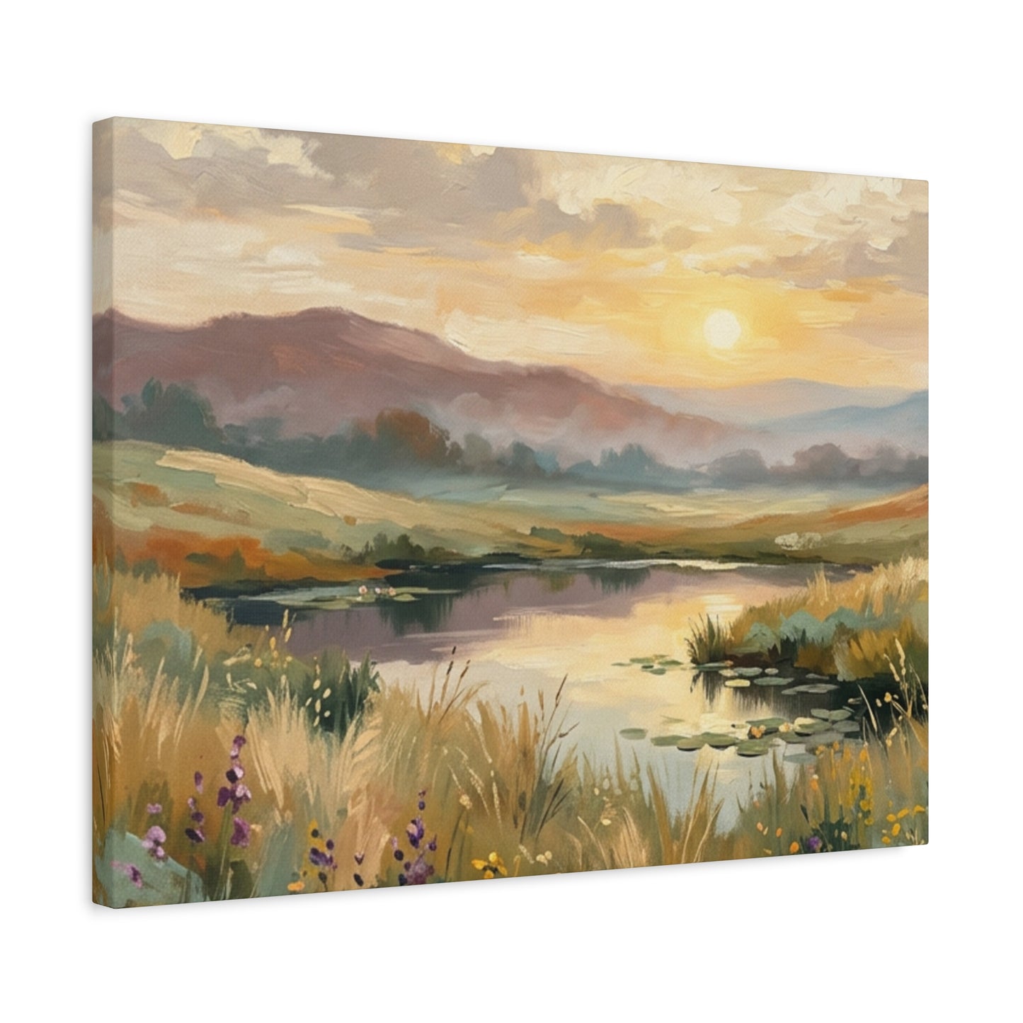 Sunset Meadow Canvas Wall Art — Stretched Matte Landscape Print