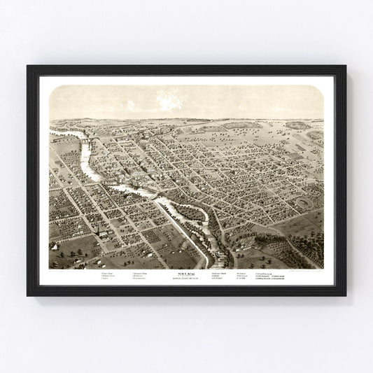 Vintage Map of Niles, Michigan 1868