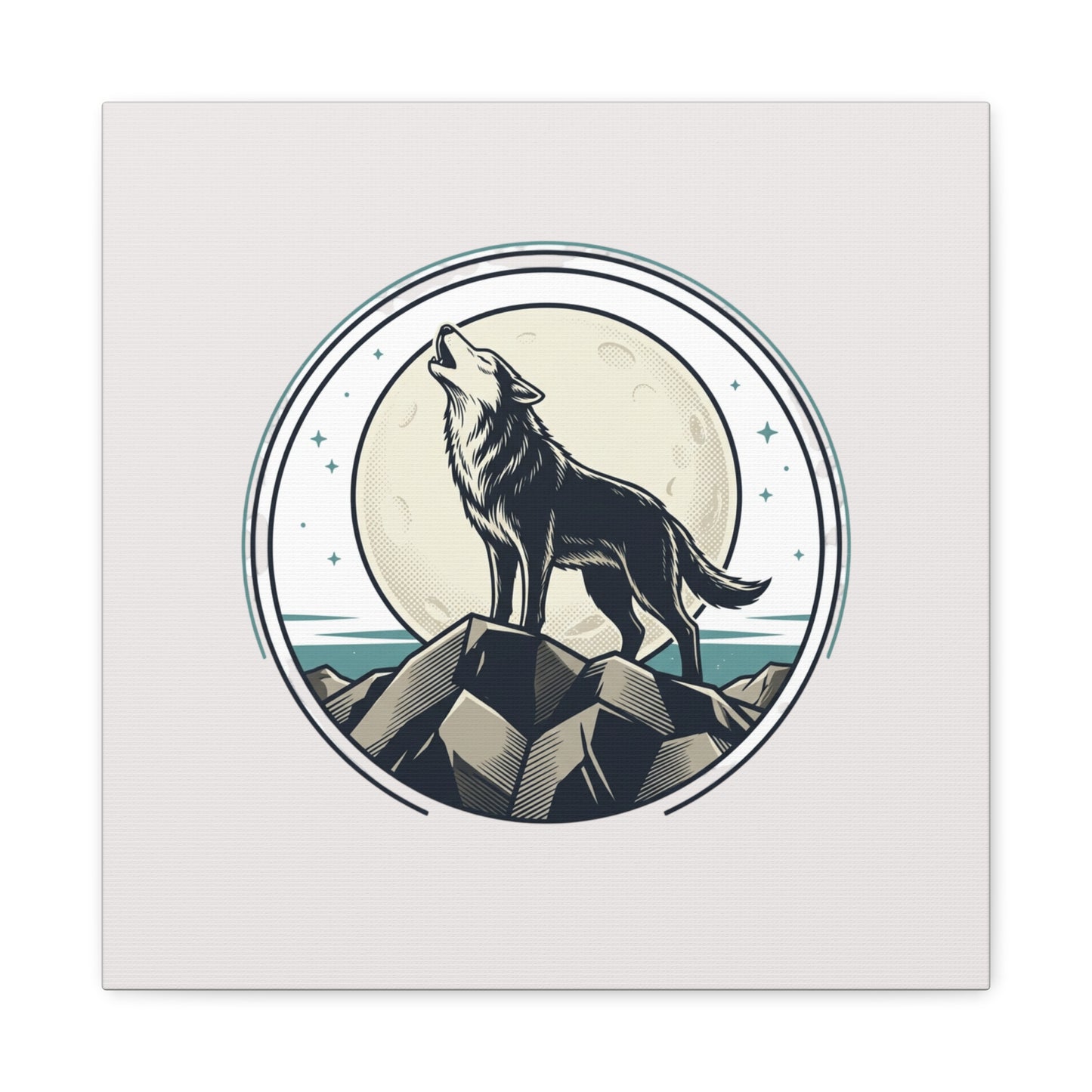 Howling Wolf Canvas Wall Art — Moonlit Wilderness Matte Stretched Print