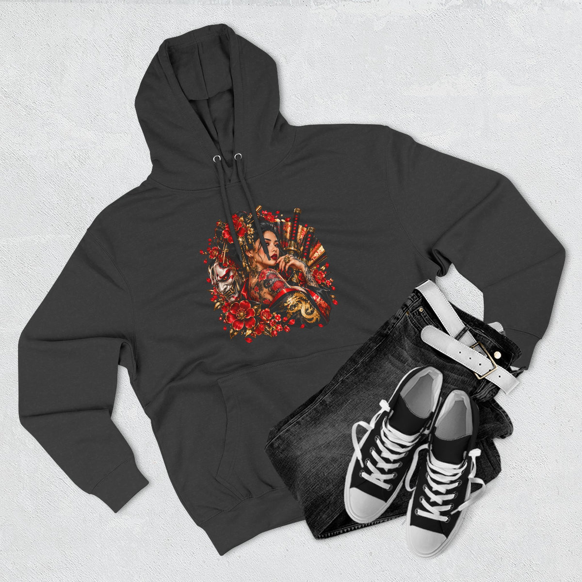 Floral Skull Hoodie — Gothic Rose Graphic Fleece Hoodie