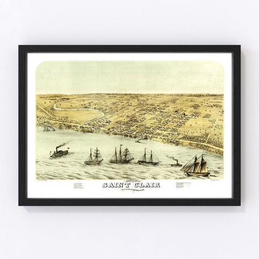 Vintage Map of Saint Clair, Michigan 1868
