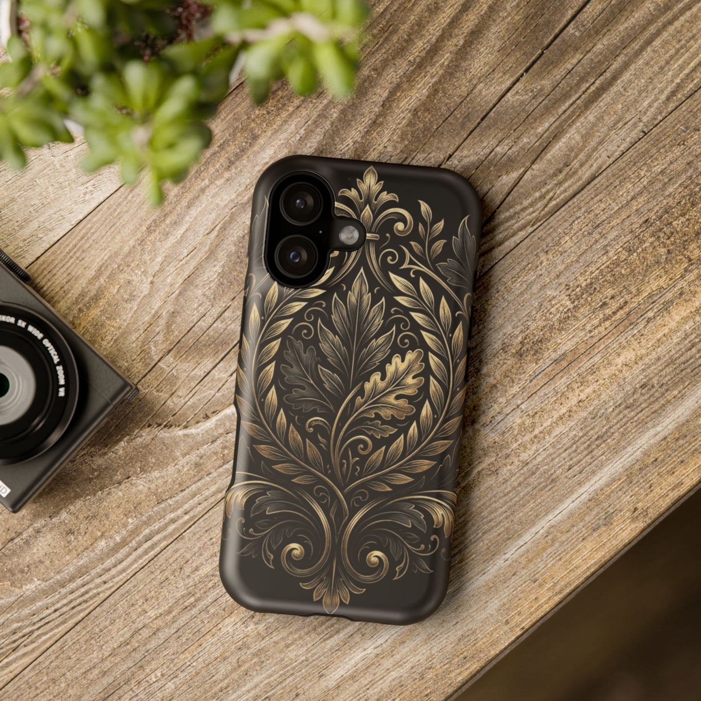 Baroque Gold Leaf Phone Case — Impact-Resistant Protective Cover