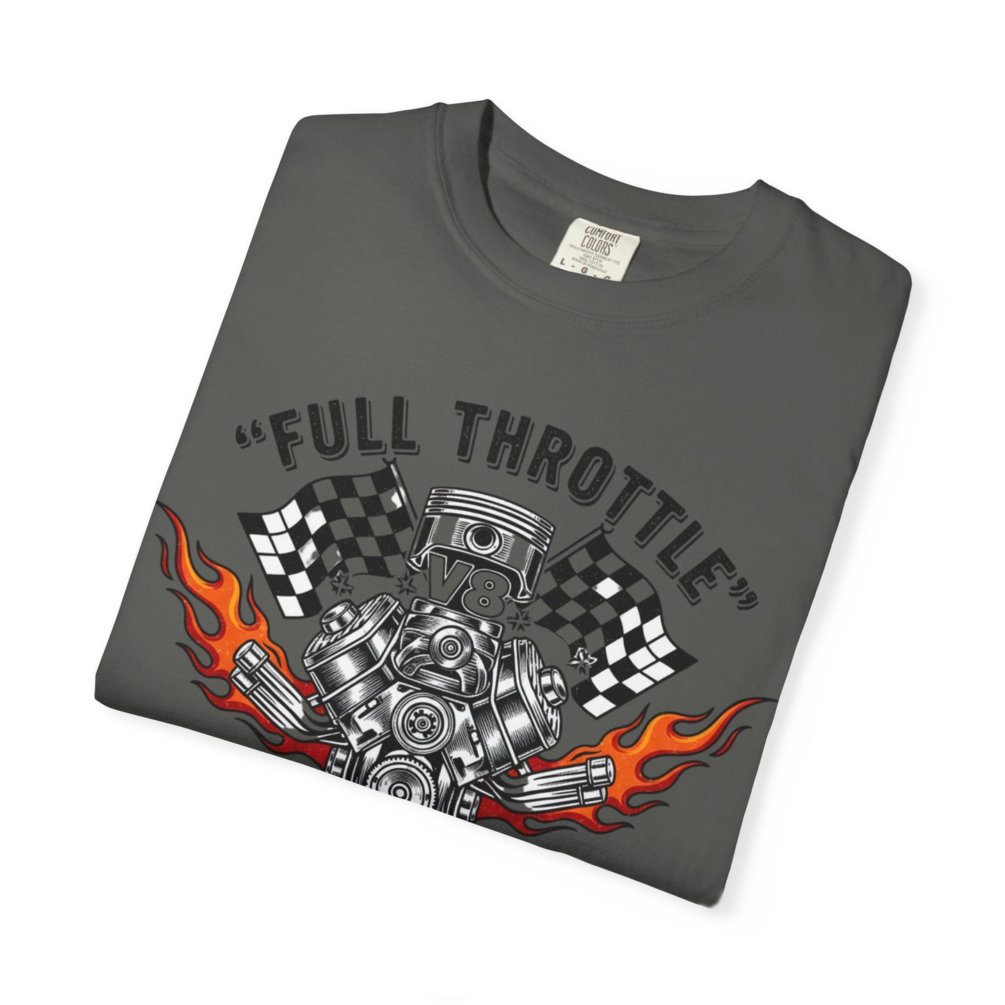 Full Throttle V8 Engine T-shirt | Racing Flags, Flames