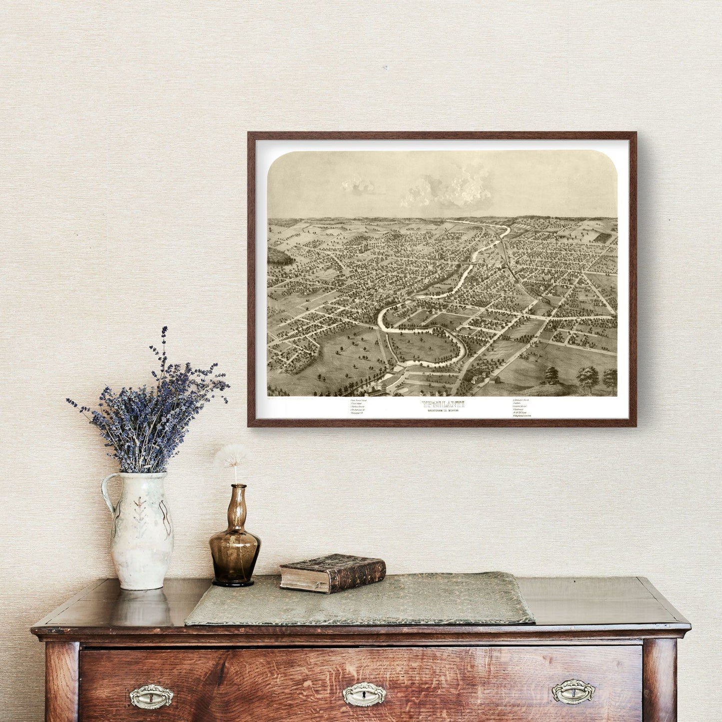 Vintage Map of Ypsilanti, Michigan 1868