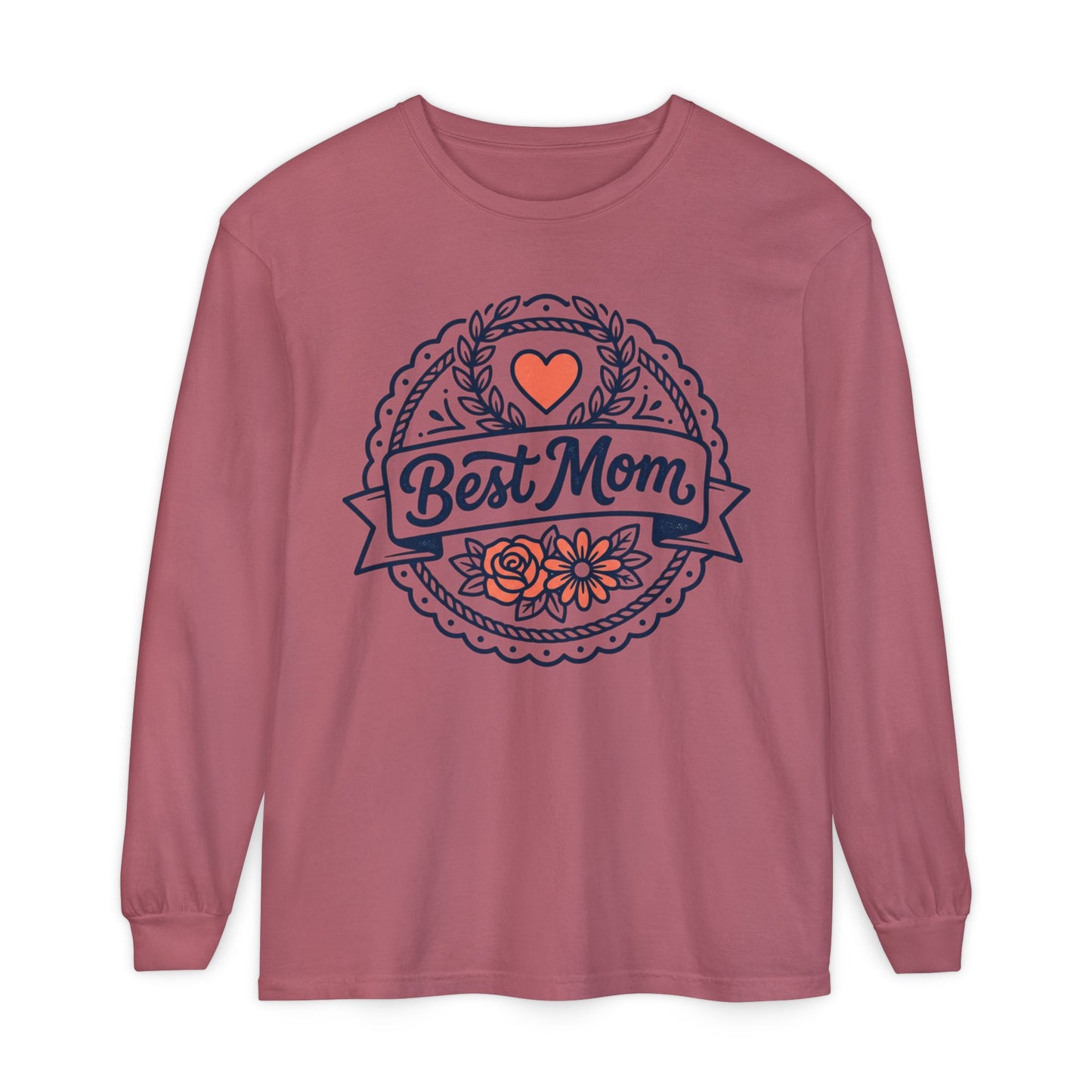 Best Mom Long Sleeve T-Shirt — Floral Heart Mother's Day Tee