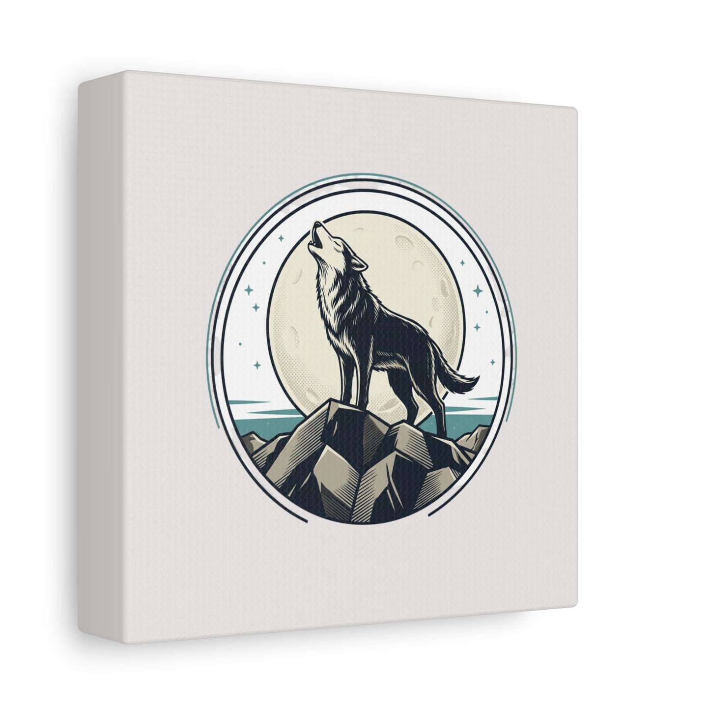 Howling Wolf Canvas Wall Art — Moonlit Wilderness Matte Stretched Print