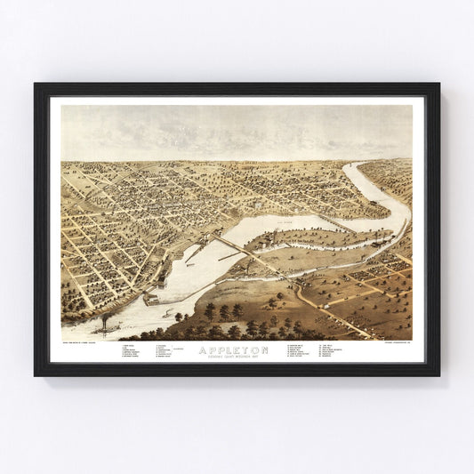 Vintage Map of Appleton, Wisconsin 1867