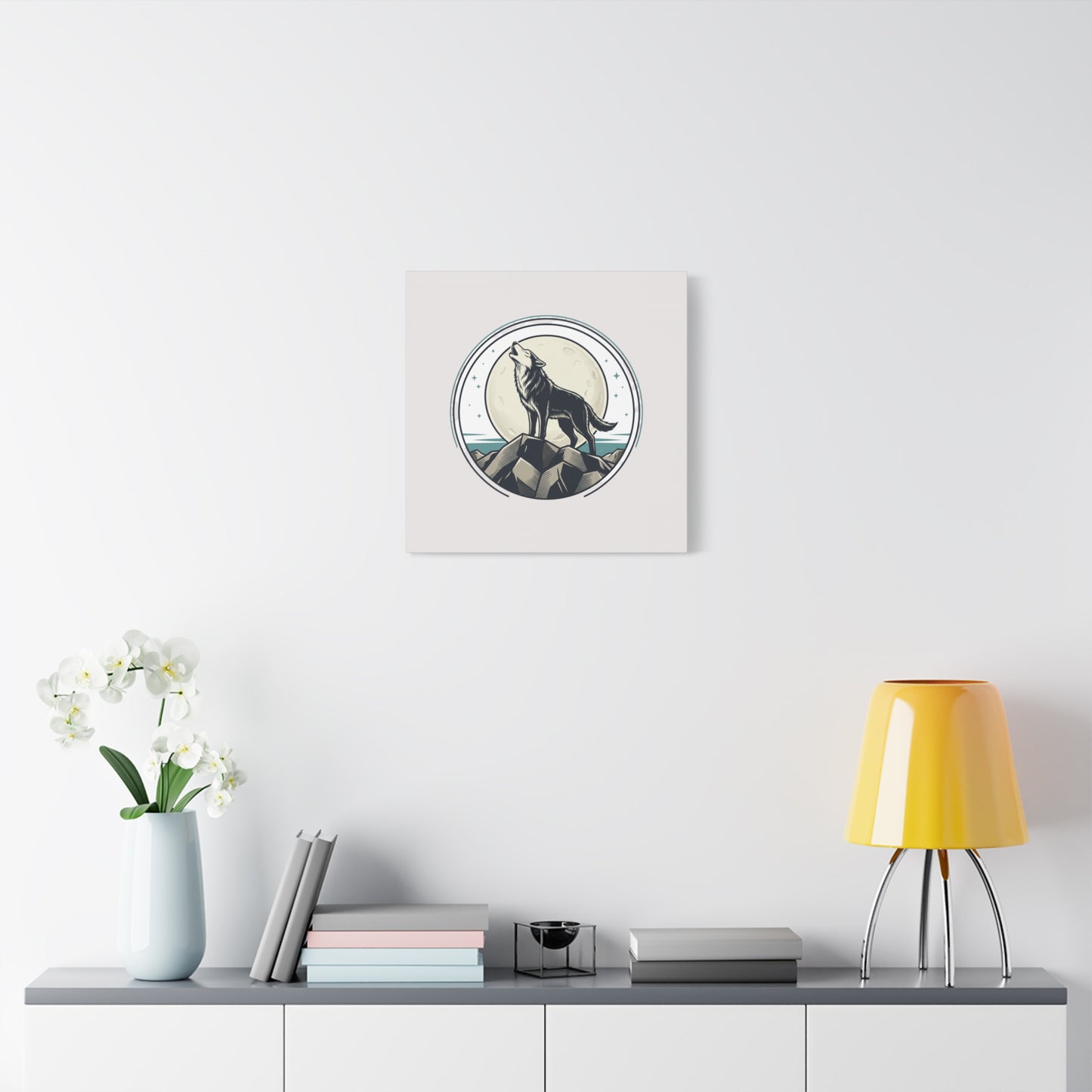 Howling Wolf Canvas Wall Art — Moonlit Wilderness Matte Stretched Print