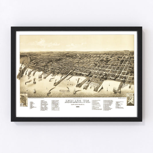 Vintage Map of Ashland, Wisconsin 1886
